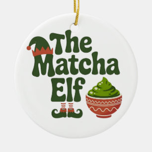 Adorno De Cerámica El Duende Matcha Navidad Divertida Amantes de Bebi