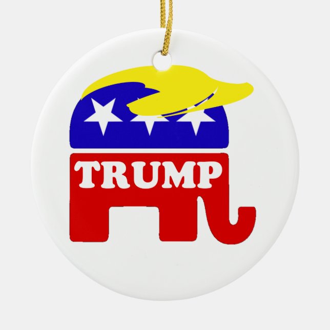 Adorno De Cerámica El elefante del republicano del Toupee de Donald (Frente)