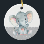 Adorno De Cerámica El elefante lindo Baby Shower Gray<br><div class="desc">Ornamento de cerámica gris de Baby Shower para elefante lindo</div>