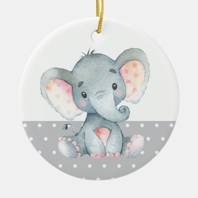 Adorno De Cerámica El elefante lindo Baby Shower Gray (Frente)