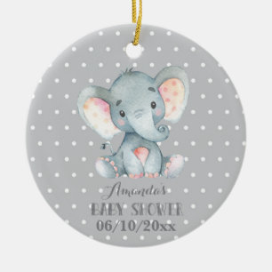 Adorno De Cerámica El elefante lindo Baby Shower Gray