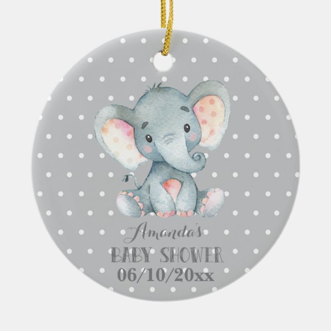 Adorno De Cerámica El elefante lindo Baby Shower Gray (Frente)
