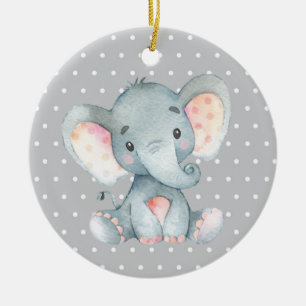 Adorno De Cerámica El elefante lindo Baby Shower Gray