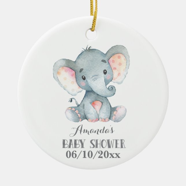Adorno De Cerámica El elefante lindo Baby Shower Gray (Frente)