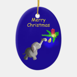 Adorno De Cerámica El elefante lindo del bebé enciende navidad de una