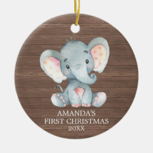 Adorno De Cerámica El elefante rubio es la primera Navidad