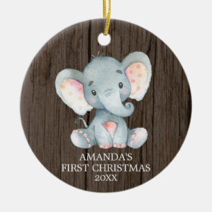 Adorno De Cerámica El elefante rubio es la primera Navidad