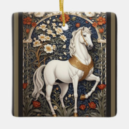 Adorno De Cerámica El elegante William Morris inspiró el caballo blan