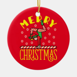 Adorno De Cerámica El elfo de la gimnasta sobre los Navidades de la g