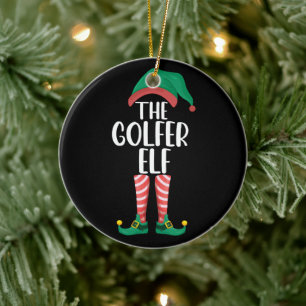 Adorno De Cerámica El Elfo Golfista Familia Golf Coincidente Navidad