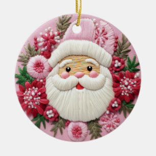 Adorno De Cerámica El encanto de los Navidades rosados de Santa