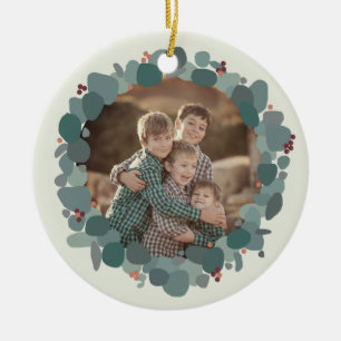 Adorno De Cerámica El eucalipto minimalista moderno fue la corona de 