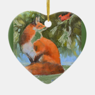 Adorno De Cerámica El Fox y el cardenal