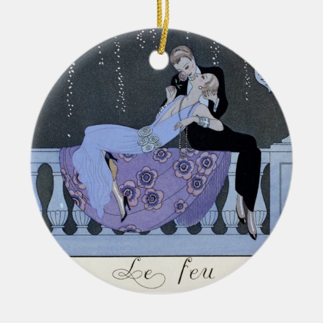 Adorno De Cerámica El fuego, ilustracion para los "Fetes Galantes" (Frente)