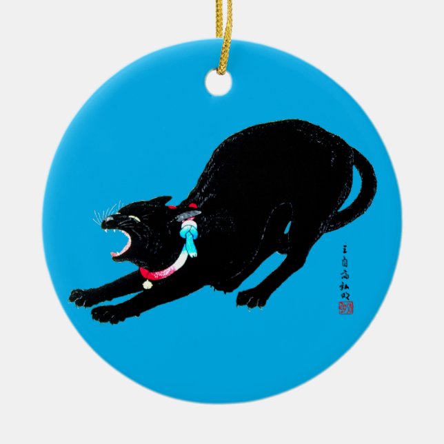 Adorno De Cerámica El gato negro japonés que silba (Frente)