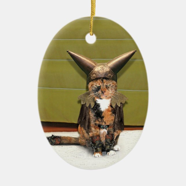 Adorno De Cerámica El gato nórdico no es divertido (Frente)