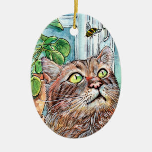 Adorno De Cerámica El gato y la abeja
