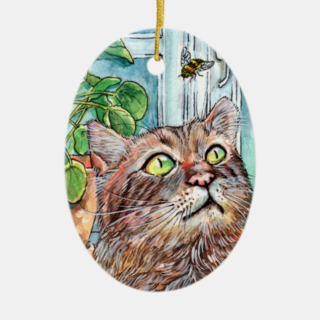 Adorno De Cerámica El gato y la abeja (Frente)