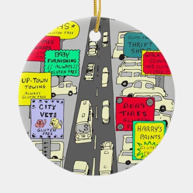 Adorno De Cerámica el gluten 606 libera el dibujo animado (Frente)