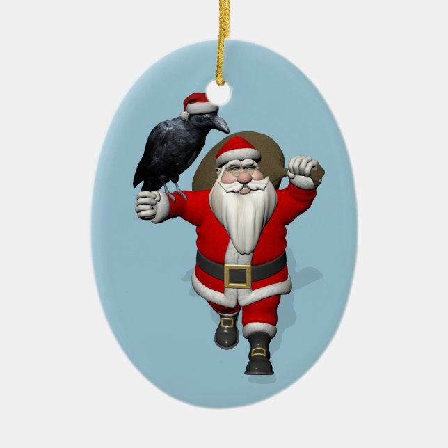 Adorno De Cerámica El gracioso Papá Noel ama a Ravens (Frente)