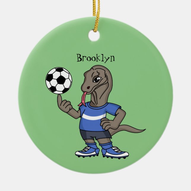 Adorno De Cerámica El gracioso personalizado de fútbol del dragón Kom (Frente)