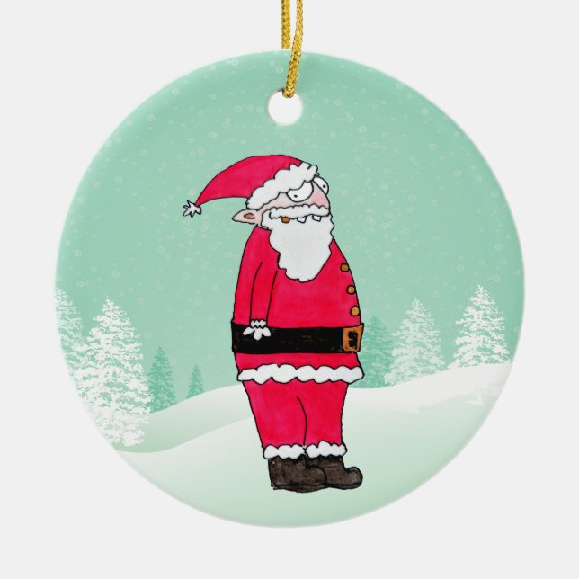 Adorno De Cerámica El gracioso Personalizado Santa Claus (Frente)