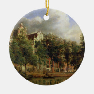 Adorno De Cerámica El Herengracht, Amsterdam (aceite en el panel)