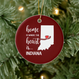 Adorno De Cerámica El hogar de Indiana es donde el corazón está adorn