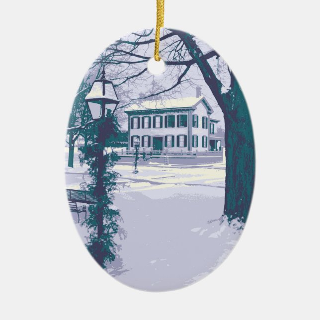 Adorno De Cerámica El hogar de Lincoln en el navidad (Frente)