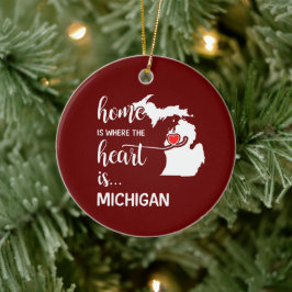 Adorno De Cerámica El hogar de Michigan es donde está el corazón