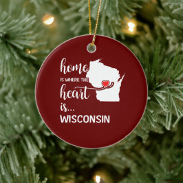 Adorno De Cerámica El hogar de Wisconsin es donde está el corazón