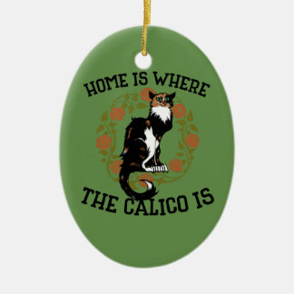 Adorno De Cerámica El hogar es donde el Calico es el humor de "gato c
