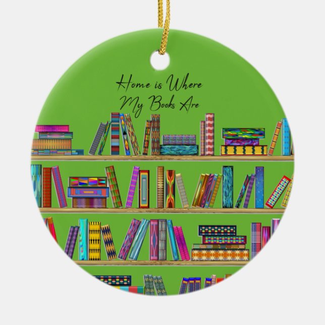 Adorno De Cerámica El hogar es donde están mis libros (Frente)