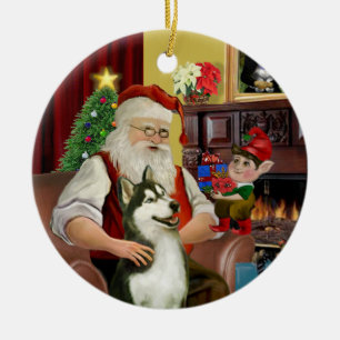 Adorno De Cerámica El Husky Siberiano de Santa Claus #3