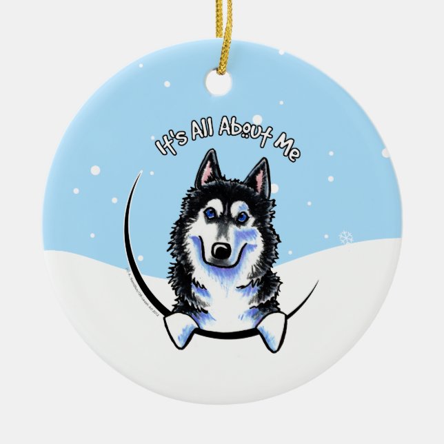Adorno De Cerámica El Husky Siberiano Es Todo Sobre Mí Navidades (Frente)