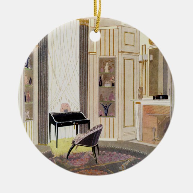 Adorno De Cerámica El interior con muebles diseñó por Ruhlmann, de (Frente)