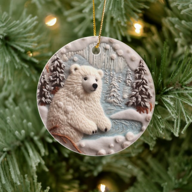 Adorno De Cerámica El invierno de los Navidades de oso polar con aspe (Árbol)