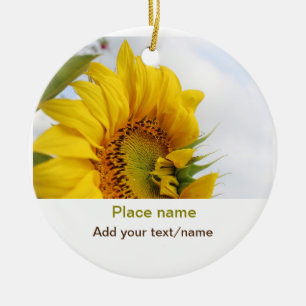 Adorno De Cerámica El jardín de girasol amarillo añade el nombre de t