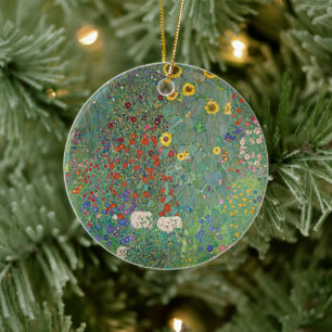 Adorno De Cerámica El jardín de la granja Gustav Klimt con girasoles