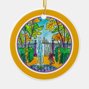 Adorno De Cerámica El jardín de verano, dibujo acuático a mano