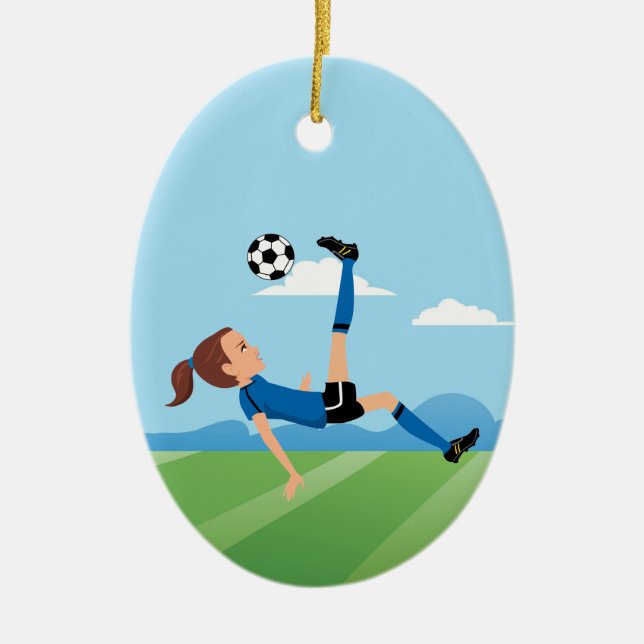 Adorno De Cerámica El jugador de fútbol del chica personalizado (Frente)