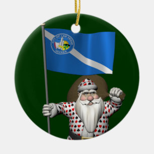 Adorno De Cerámica El jugador Santa Claus Con El Diseño De Las Vegas