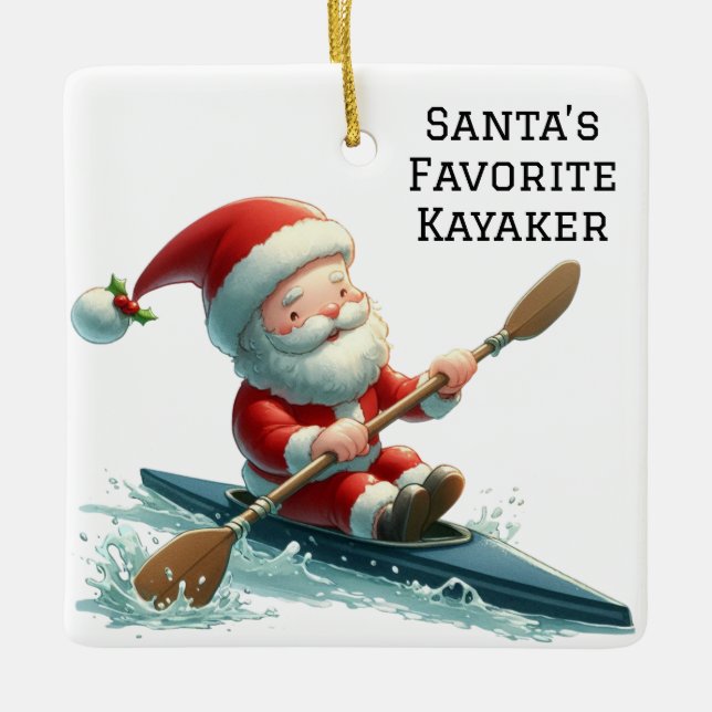 Adorno De Cerámica El Kayaker favorito de Santa María, personalizado (Anverso)