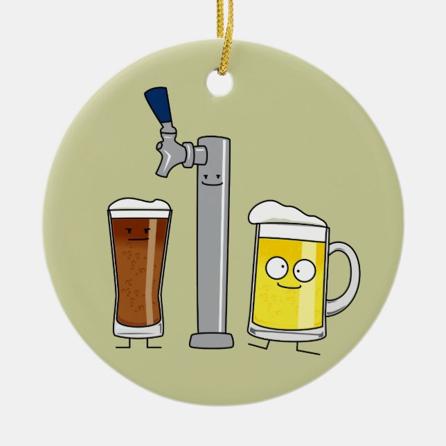 Adorno De Cerámica El lager de cerveza de tiro espuma de alcohol pica (Frente)