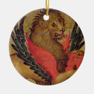 Adorno De Cerámica El león de St Mark (aceite en el panel)