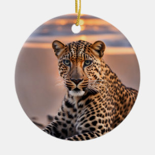 Adorno De Cerámica El leopardo en la playa