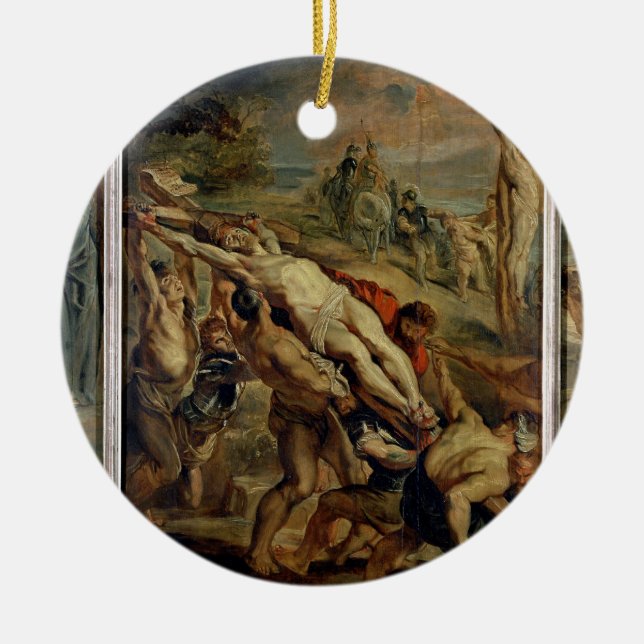 Adorno De Cerámica El levantamiento de la cruz, pintado antes de 1609 (Frente)