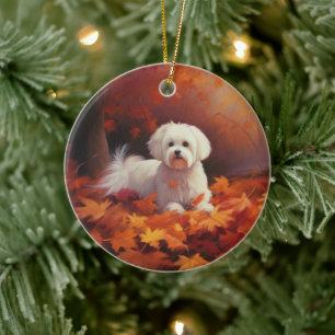 Adorno De Cerámica El maltés se inspira en las hojas de otoño