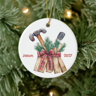 Adorno De Cerámica El Mano de Obra Favorito de Santa Personalizado