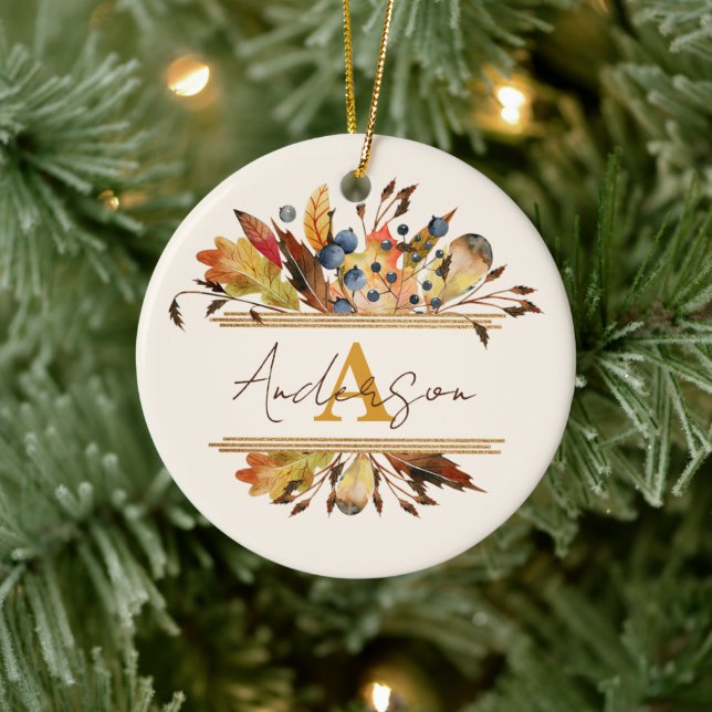 Adorno De Cerámica El marco de hojas de otoño personalizado (Árbol)